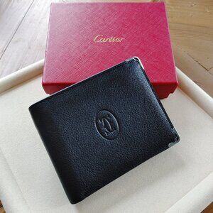 Cartier "Must de Cartier" black & burgundy leather bi-fold wallet (New)